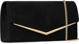 Faux Suede Women's Evening Clutch Bags for Formal Cocktail Prom Wedding Party Velvet Foldover Purse