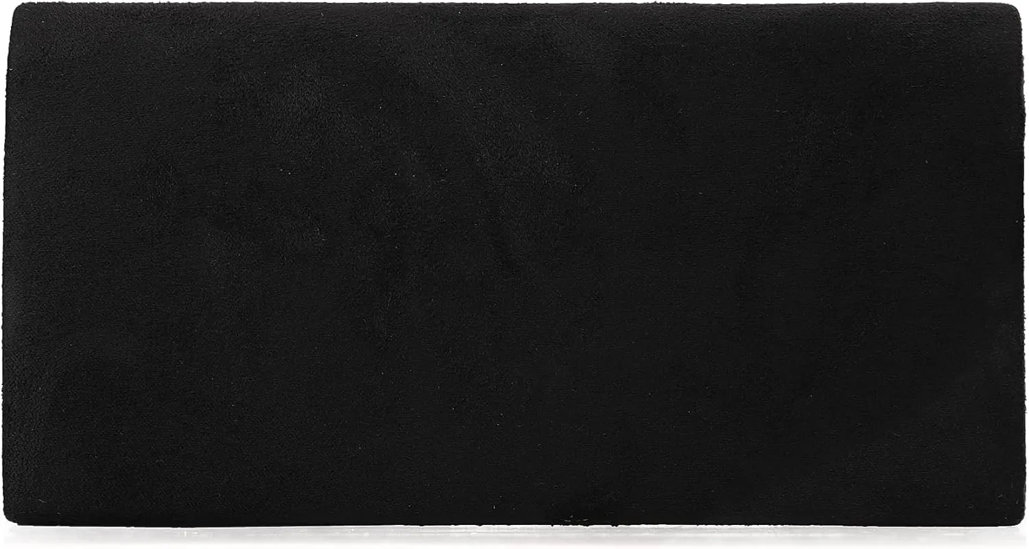 Faux Suede Women's Evening Clutch Bags for Formal Cocktail Prom Wedding Party Velvet Foldover Purse