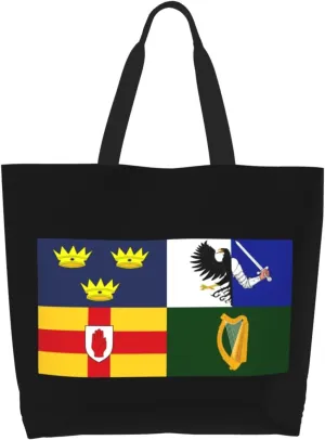 F.C. Ireland Four Provinces Flag Canvas Tote Bags for Women, Ladies Shoulder Handbags Large Purse Lightweight Foldable Reusable Shopping Bag with Pockets for Work, Travel, 15.7x19.7in
