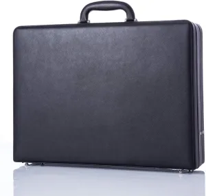 feixueer Business Briefcases for Men Hard Case by Leather, Small Vintage Briefcase With Lock for Lawyers, Spy Gear Attache Case, Black