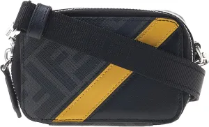 FENDI FF Diagonal Stripe Black Mini Camera Crossbody Bag
