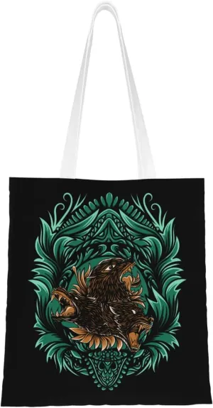 Fierce Monsters Tote Bag for Women Canvas Shopping Bags Reusable Large Capacity Casual Shoulder Handbags Grocery Bags DIY Gift Bags