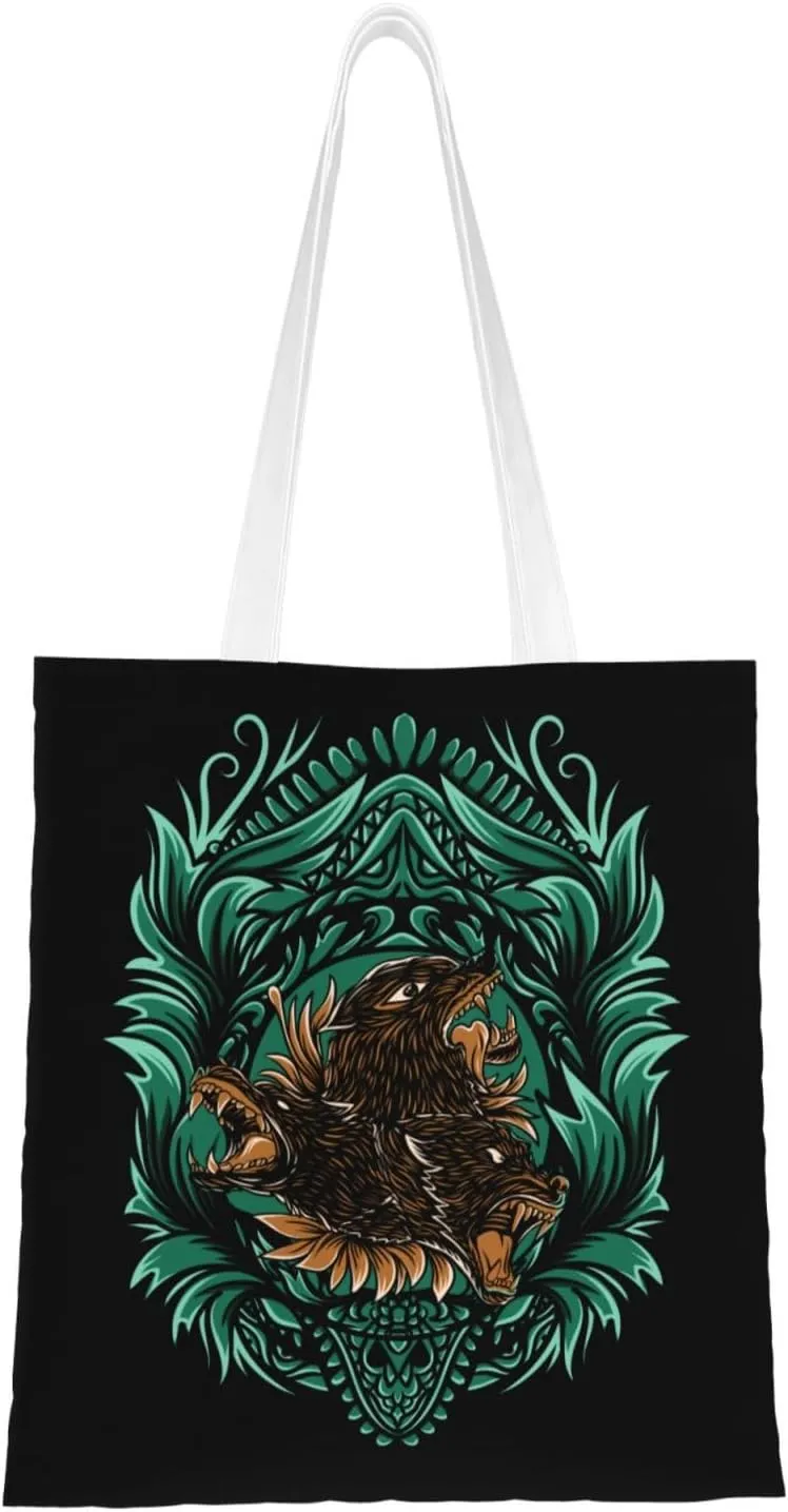 Fierce Monsters Tote Bag for Women Canvas Shopping Bags Reusable Large Capacity Casual Shoulder Handbags Grocery Bags DIY Gift Bags