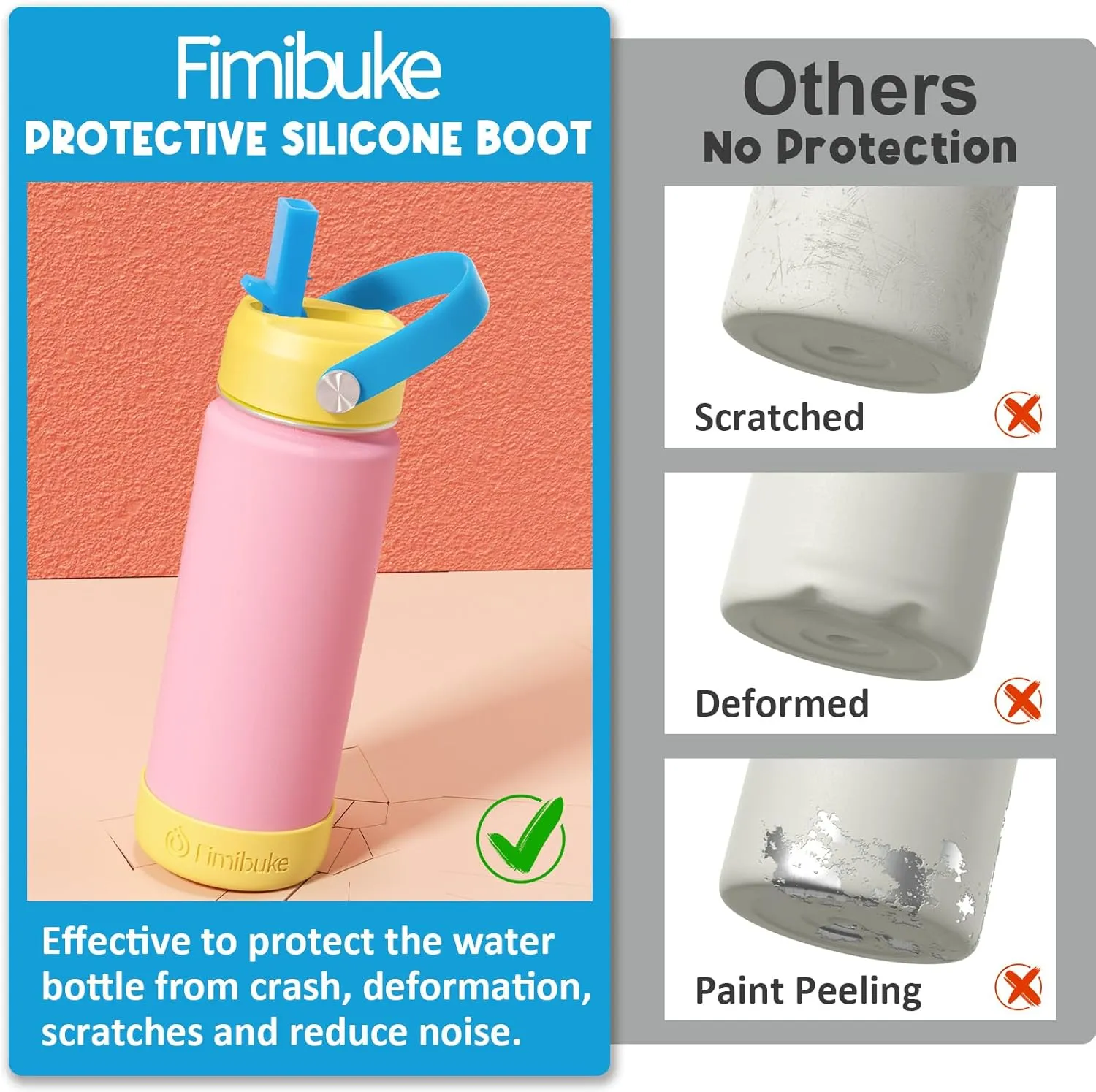 Fimibuke Kids Insulated Water Bottle, 18oz BPA FREE Kids Cups with Straw Double Wall Vacuum Tumbler 18/8 Stainless Steel Leak Proof Toddler Water Bottle for School Boys Girls (2 Pack, Coastal)