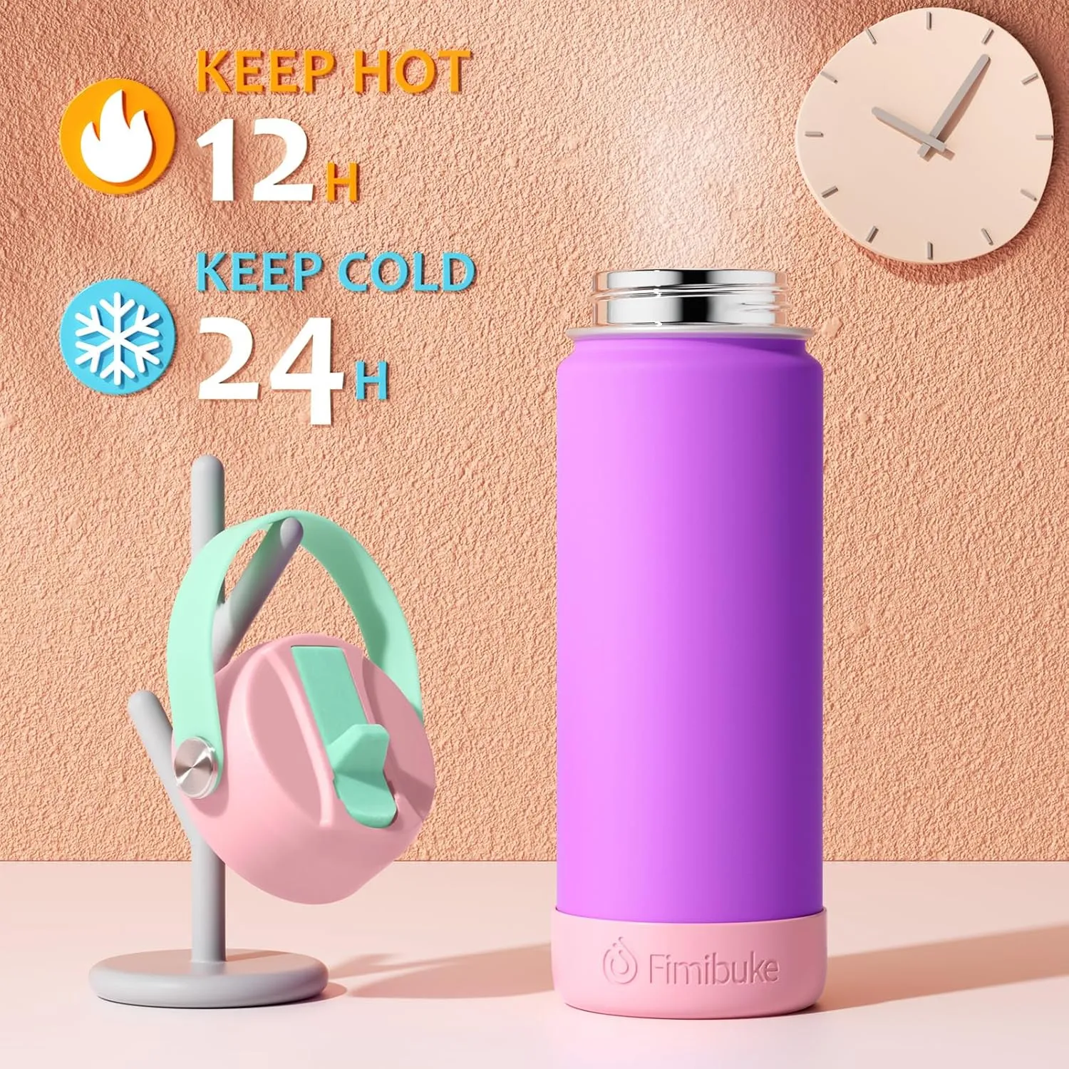 Fimibuke Kids Insulated Water Bottle, 18oz BPA FREE Kids Cups with Straw Double Wall Vacuum Tumbler 18/8 Stainless Steel Leak Proof Toddler Water Bottle for School Boys Girls (2 Pack, Coastal)