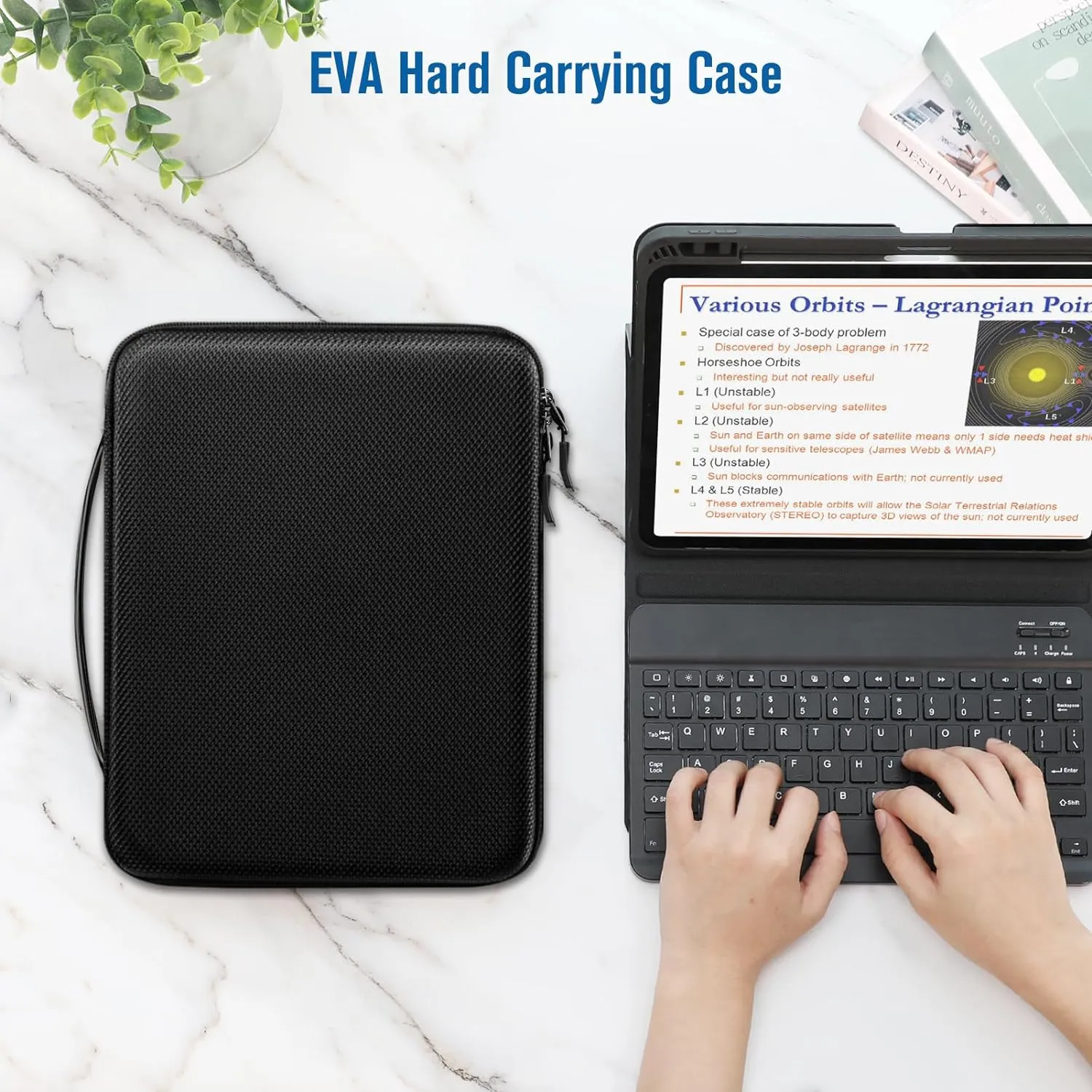 FINPAC Hard Tablet Sleeve Case for iPad Pro 13-inch M4, iPad Air 13-inch M2 2024, Pro 12.9 6th/5th, Portfolio Organizer Bag for Surface Pro 9/8/X/7/6/5, Pens, Cables, Electronics, Black