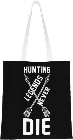 Fishing Legends Never Die Tote Bag for Women Canvas Shopping Bags Reusable Large Capacity Casual Shoulder Handbags Grocery Bags DIY Gift Bags