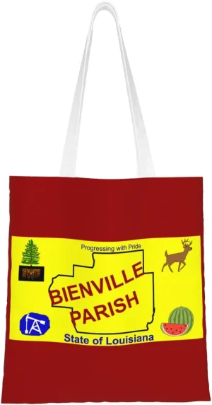 Flag Of Bienville Parish, Louisiana Tote Bag for Women Canvas Tote Bags Reusable Shopping Bags Use For Shopping The Tote Bag,Grocery Bags,DIY Gift Bags