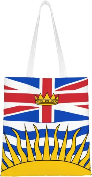 Flag of British Columbia Tote Bag for Women Canvas Shopping Bags Reusable Large Capacity Casual Shoulder Handbags Grocery Bags DIY Gift Bags