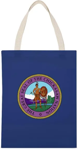 Flag of Chickasaw Nation Printed Canvas Tote Bags Shoulder Bag Reusable Grocery Shopping Handbag DIY Gifts 14"x18"