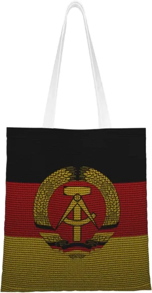 Flag Of East Germany Knitting Effect Tote Bag for Women Canvas Shopping Bags Reusable Large Capacity Casual Shoulder Handbags Grocery Bags DIY Gift Bags