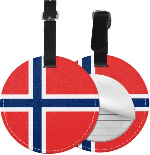 Flag of Norway Round Leather Luggage Tags for Travel Bags Backpacks Handbags,3.7in