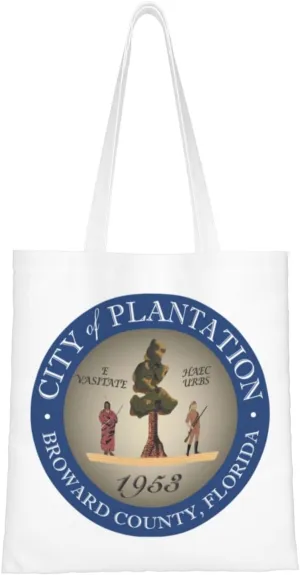 Flag Of Plantation Tote Bag for Women Canvas Shopping Bags Reusable Large Capacity Casual Shoulder Handbags Grocery Bags DIY Gift Bags