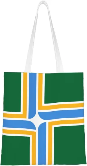 Flag of Portland, Oregon Tote Bag for Women Canvas Shopping Bags Reusable Large Capacity Casual Shoulder Handbags Grocery Bags DIY Gift Bags