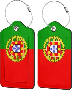 Flag of Portugal Stainless Steel Leather Luggage Tag 2 PCS
