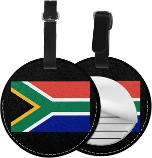 Flag of South Africa Round Leather Luggage Tags for Travel Bags Backpacks Handbags,3.7in