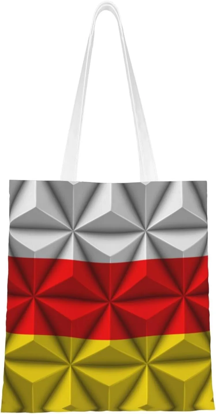 Flag of South Ossetia With Polygon Effect Tote Bag for Women Canvas Shopping Bags Reusable Large Capacity Casual Shoulder Handbags Grocery Bags