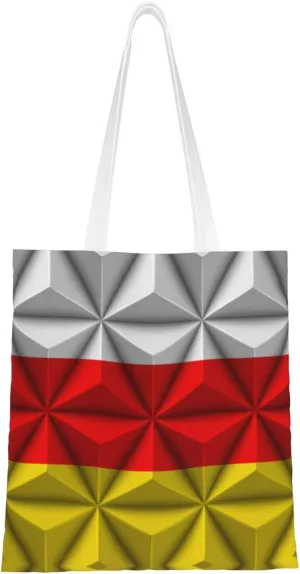 Flag of South Ossetia With Polygon Effect Tote Bag for Women Canvas Shopping Bags Reusable Large Capacity Casual Shoulder Handbags Grocery Bags