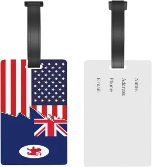 Flag of Tasmania and America Luggage Tags for Suitcases Travel Tags ID Labels for Women Men Travel Bag Luggage Accessories