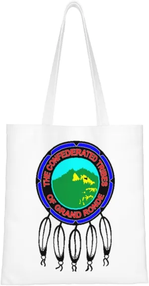 Flag Of The Confederated Tribes Of The Grand Ronde Community Of Oregon Tote Bag for Women Canvas Shopping Bags Reusable Large Capacity Casual Shoulder Handbags Grocery Bags DIY Gift Bags