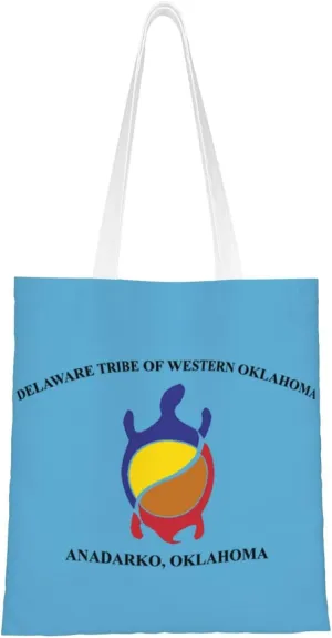 Flag Of The Delaware Tribe Of Western Oklahoma Tote Bag for Women Canvas Shopping Bags Reusable Large Capacity Casual Shoulder Handbags Grocery Bags DIY Gift Bags