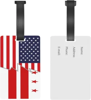 Flag of The District of Columbia and America Luggage Tags for Suitcases Travel Tags ID Labels for Women Men Travel Bag Luggage Accessories