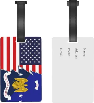 Flag of The National Guard Bureau and America Luggage Tags for Suitcases Travel Tags ID Labels for Women Men Travel Bag Luggage Accessories