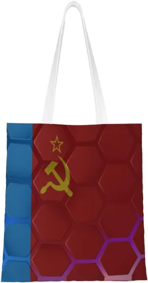 Flag Of The Russian Soviet Federative Socialist Republic Tote Bag for Women Canvas Shopping Bags Reusable Large Capacity Casual Shoulder Handbags Grocery Bags DIY Gift Bags