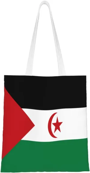 Flag of the Sahrawi Arab Democratic Republic Tote Bag for Women Canvas Shopping Bags Reusable Large Capacity Casual Shoulder Handbags Grocery Bags DIY Gift Bags