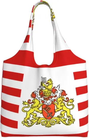 Flag of the Senate of Bremen Large Capacity Canvas Tote Bags for Shopping, Travel, and Daily Use