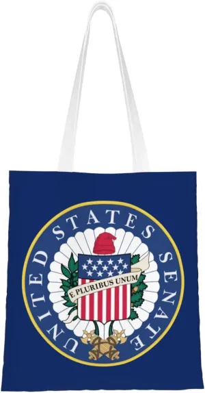 Flag of the United States Senate Tote Bag for Women Canvas Shopping Bags Reusable Large Capacity Casual Shoulder Handbags Grocery Bags DIY Gift Bags