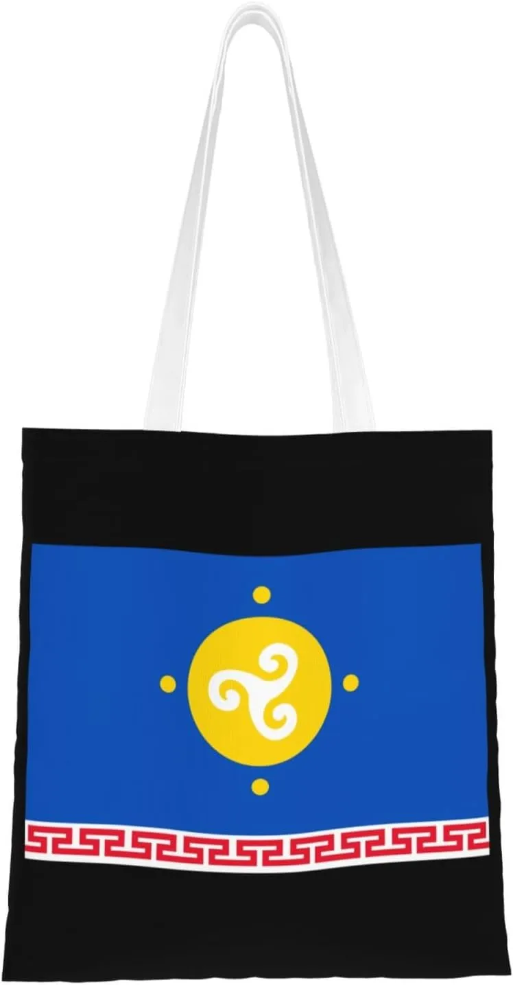 Flag Of Ust-Orda Buryat Autonomous Okrug Tote Bag for Women Canvas Shopping Bags Reusable Large Capacity Casual Shoulder Handbags Grocery Bags DIY Gift Bags