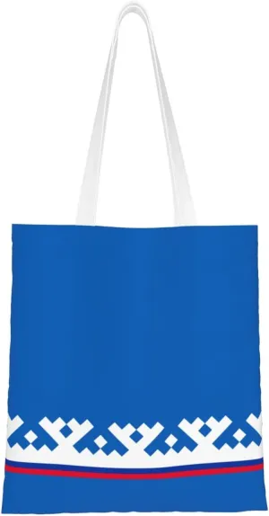 Flag Of Yamal-Nenets Autonomous District Tote Bag for Women Canvas Shopping Bags Reusable Large Capacity Casual Shoulder Handbags Grocery Bags DIY Gift Bags