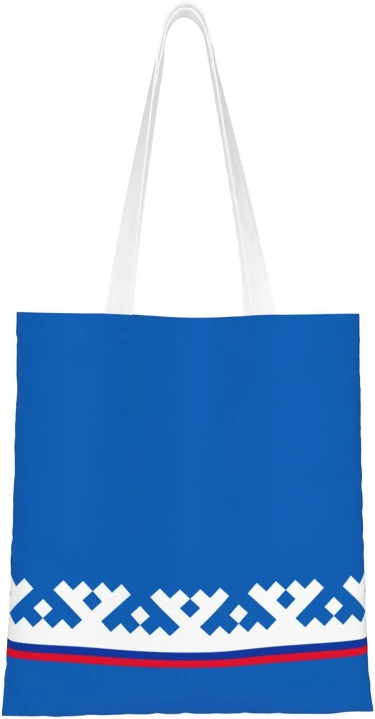 Flag Of Yamal-Nenets Autonomous District Tote Bag for Women Canvas Shopping Bags Reusable Large Capacity Casual Shoulder Handbags Grocery Bags DIY Gift Bags