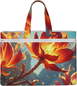 Flaming Fire Flowers (1) Print Men's and Women's Canvas Portable File Bags,Laptop Briefcase,Business Travel Office Bags
