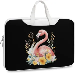 Flamingos In The Floral Bush Leather Bag Laptop Case Slim Water Resistant Computer Bags with Handle Briefcase for Work