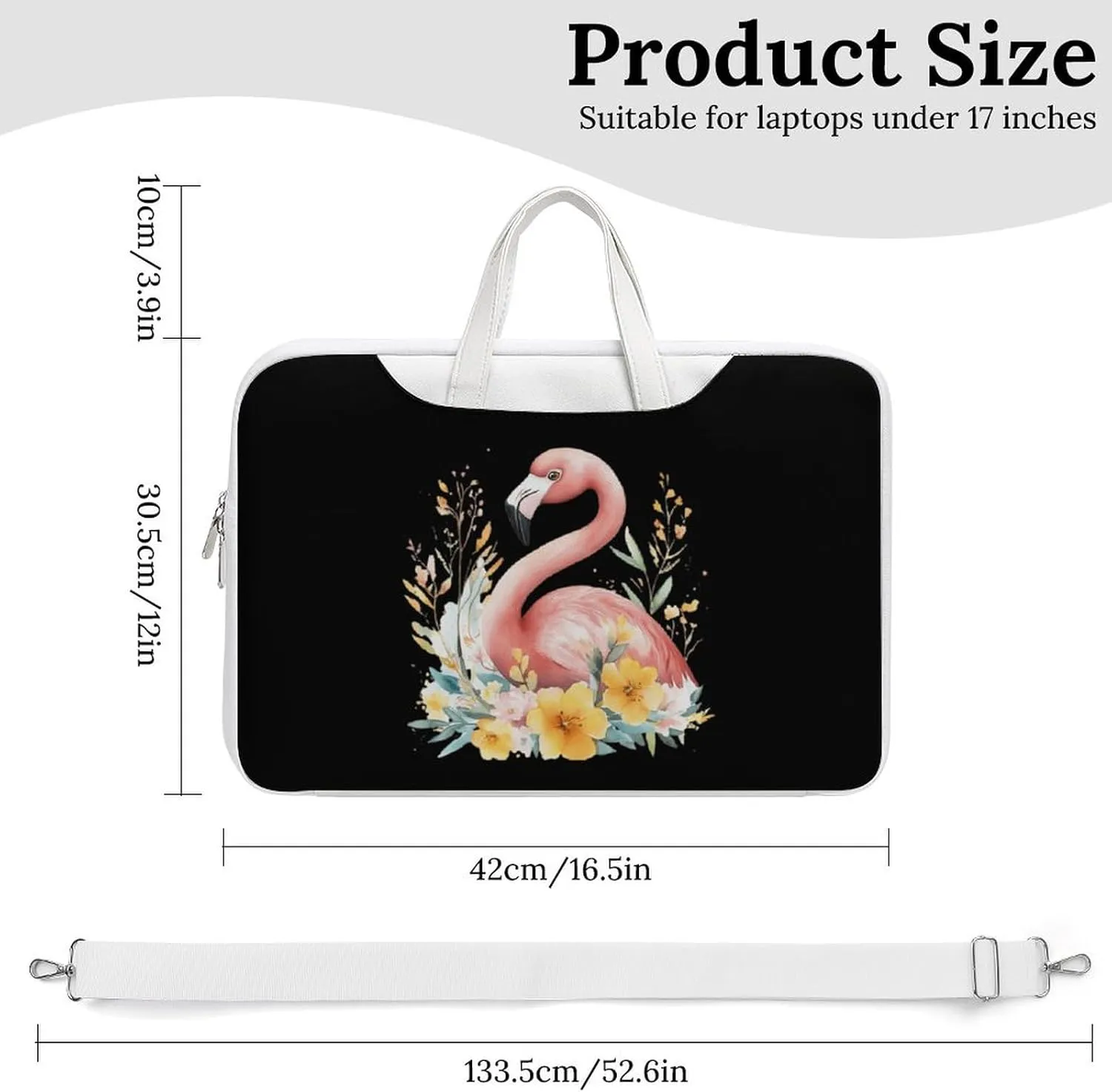 Flamingos In The Floral Bush Leather Bag Laptop Case Slim Water Resistant Computer Bags with Handle Briefcase for Work