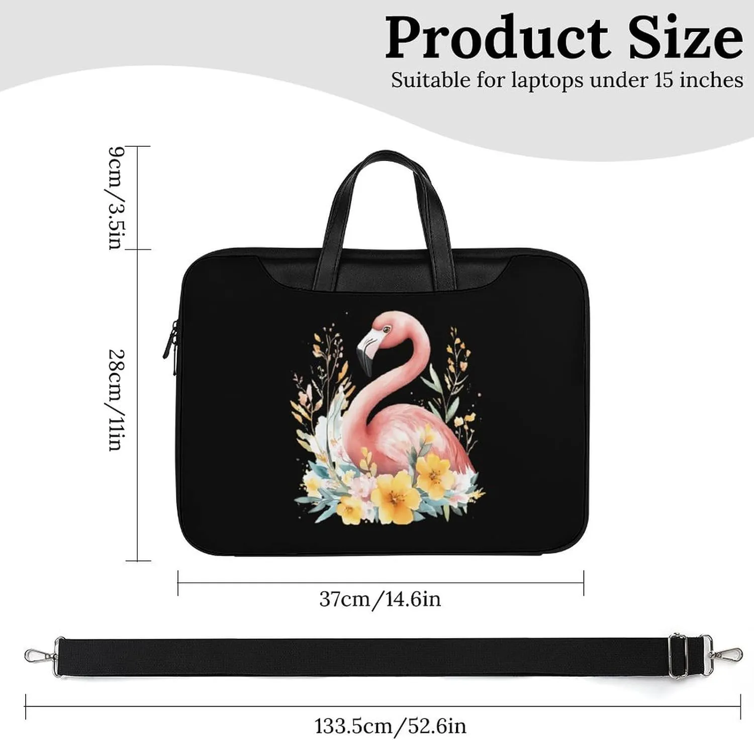Flamingos In The Floral Bush Leather Bag Laptop Case Slim Water Resistant Computer Bags with Handle Briefcase for Work