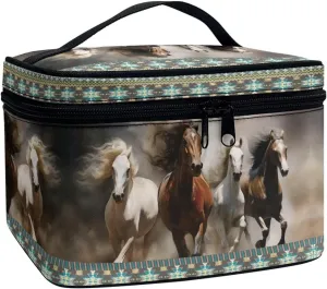 Flashideas Aztec Horse Makeup Bag Makeup Organizer Bag for Travel for Cosmetics Vertical Storage Multifunctional Makeup Toiletry Bag for Skincare Makeup Organizer Bag