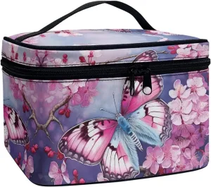 Flashideas Butterfly Makeup Bag Large Capacity Travel Toiletry Bag Easy to Take Can Hold Makeup Brushes Skincare Double Zippers Toiletry Bag for Skincare Makeup Organizer Bag