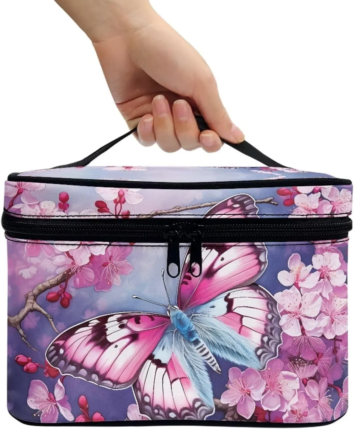 Flashideas Butterfly Makeup Bag Large Capacity Travel Toiletry Bag Easy to Take Can Hold Makeup Brushes Skincare Double Zippers Toiletry Bag for Skincare Makeup Organizer Bag