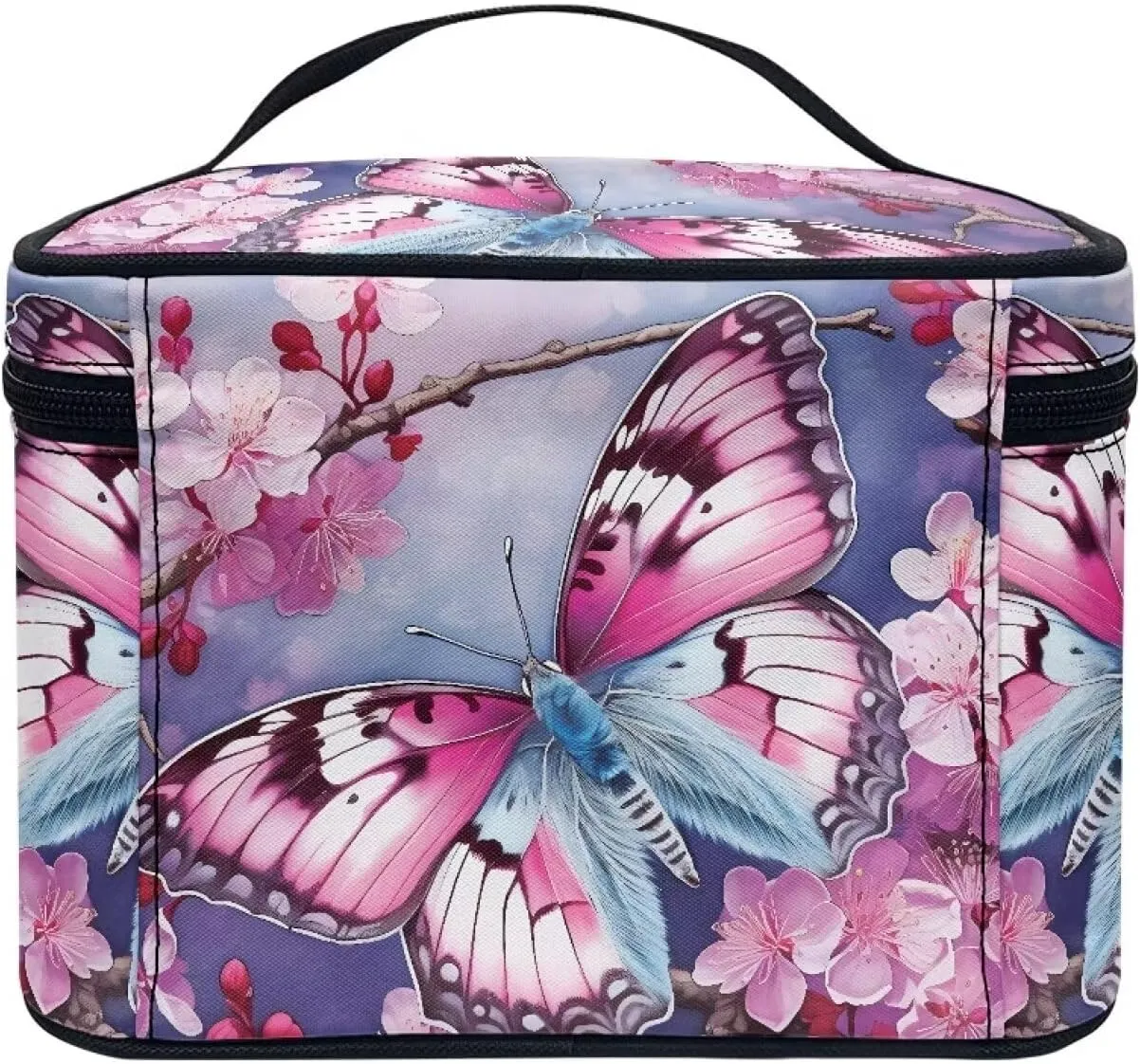 Flashideas Butterfly Makeup Bag Large Capacity Travel Toiletry Bag Easy to Take Can Hold Makeup Brushes Skincare Double Zippers Toiletry Bag for Skincare Makeup Organizer Bag