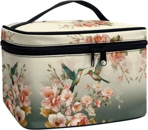 Flashideas Hummingbird Makeup Bag Large Opening Design Makeup Bag Cosmetic Organizer Storage Case Makeup Organizer Bag for Travel with Makeup Brushes Compartments
