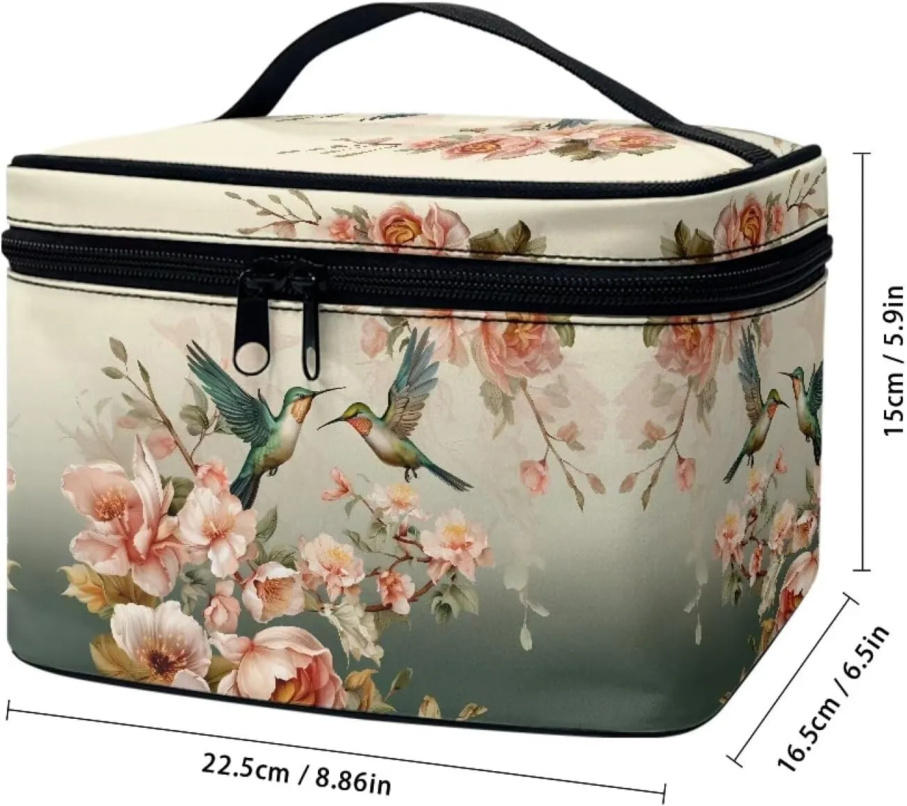 Flashideas Hummingbird Makeup Bag Large Opening Design Makeup Bag Cosmetic Organizer Storage Case Makeup Organizer Bag for Travel with Makeup Brushes Compartments