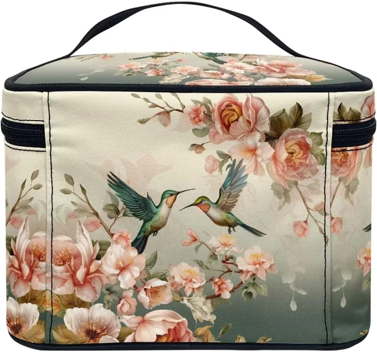 Flashideas Hummingbird Makeup Bag Large Opening Design Makeup Bag Cosmetic Organizer Storage Case Makeup Organizer Bag for Travel with Makeup Brushes Compartments