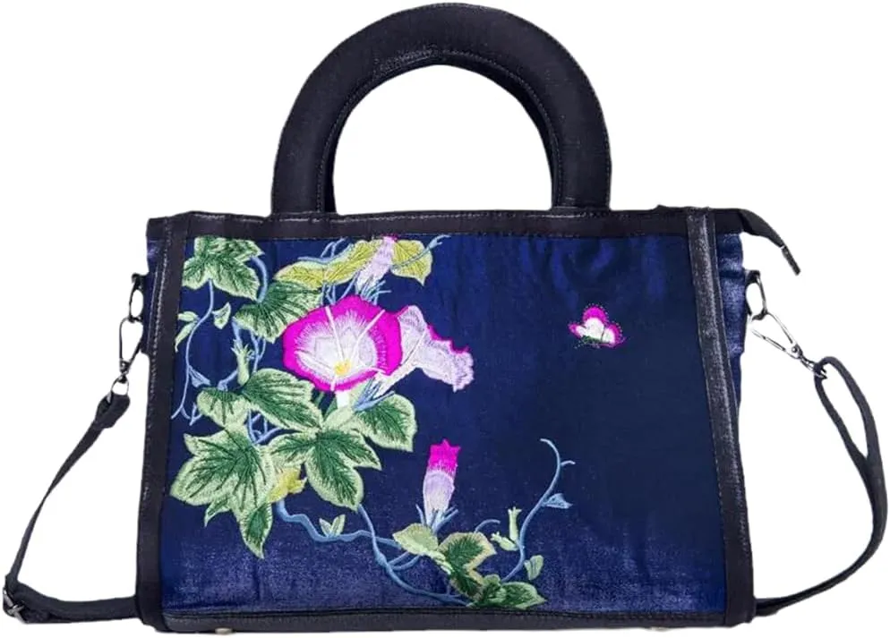 fleece Flock Women Embroidered Canvas Shoulder Bag Elegant Ladies Vegan Leisure Crossbody Evening Handbag Bags