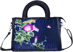 fleece Flock Women Embroidered Canvas Shoulder Bag Elegant Ladies Vegan Leisure Crossbody Evening Handbag Bags