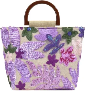 Floral Embroidery Handbag Sequin Clutch Purse Cute Crossbody Bags Hobo Purses Beach Tote Bag Woven Wallet for Women