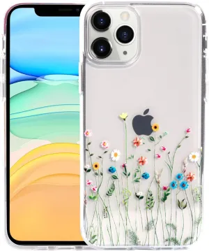Flower Case for iPhone 11 Pro (5.8 Inch), Floral Pattern Clear Slim Fit Girly Design, Shockproof Protective Hard PC Back with Soft TPU Bumper Phone Cover for Girls and Women | Wildflowers
