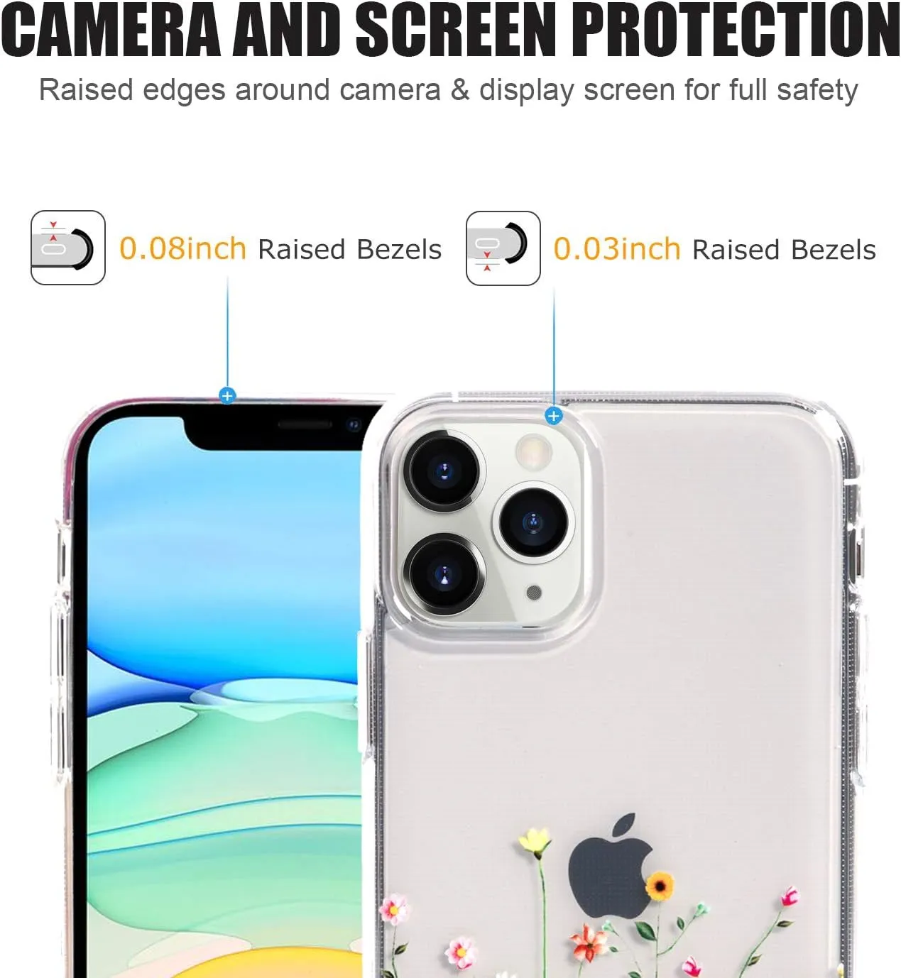 Flower Case for iPhone 11 Pro (5.8 Inch), Floral Pattern Clear Slim Fit Girly Design, Shockproof Protective Hard PC Back with Soft TPU Bumper Phone Cover for Girls and Women | Wildflowers